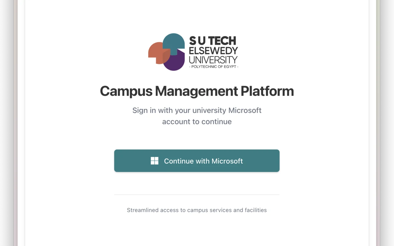CMP sign-in screen with SUTech branding and a Microsoft university-account action.